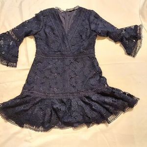 Aqua Knee-High Dress Large Navy